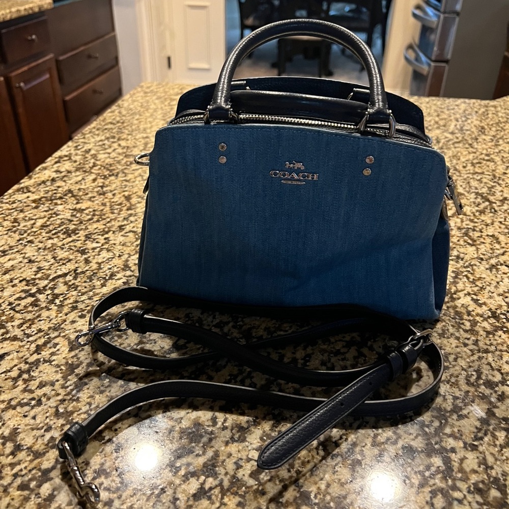 Coach Navy Denim Satchel. EUC!!! - Picture 4 of 7